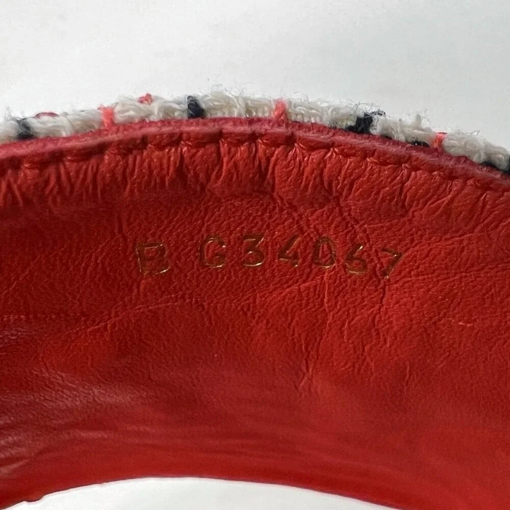 Chanel Tweed Espadrille Slide Sandals Red Black CC Logo Women Size‎ 40